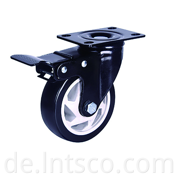 White PP Core Black PVC Brake Casters